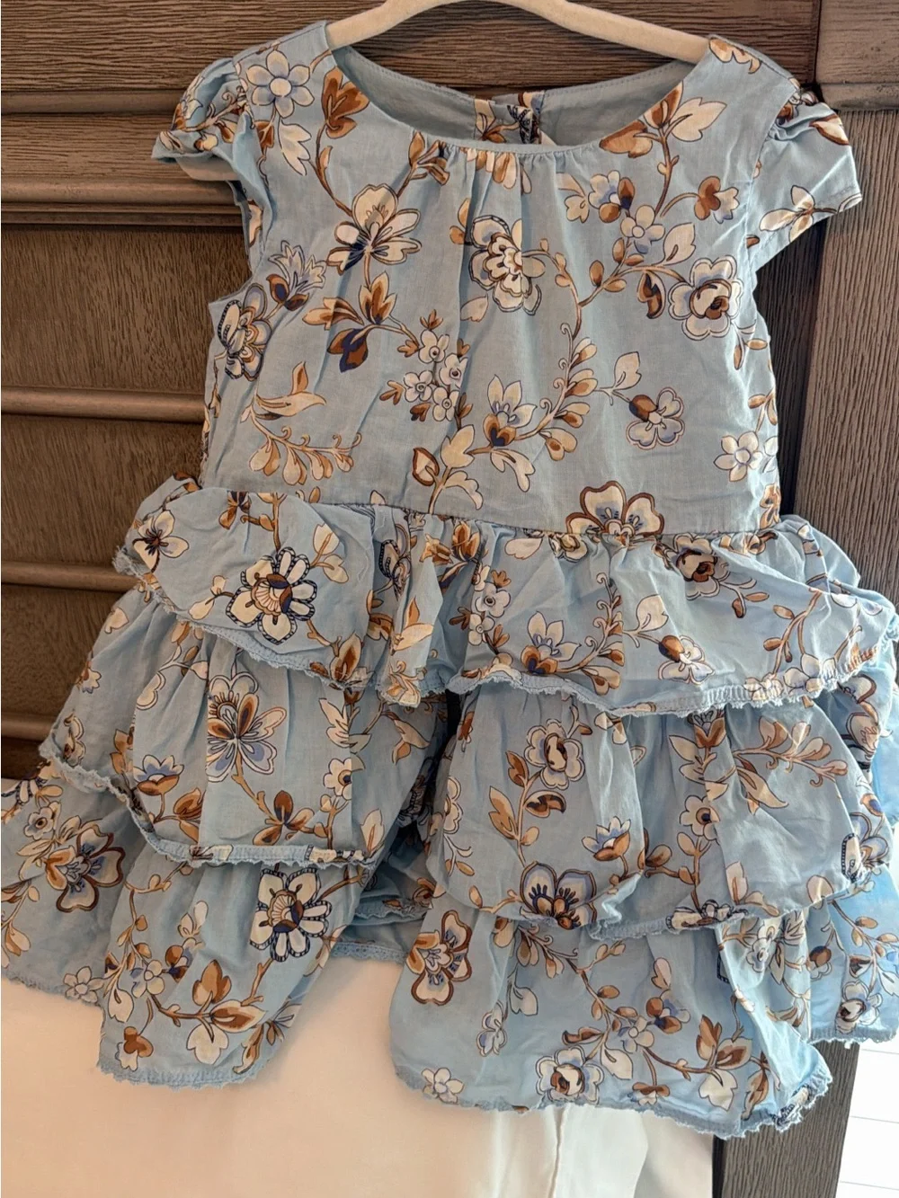 Janie and Jack Light Blue Floral Tiered Ruffle Dress